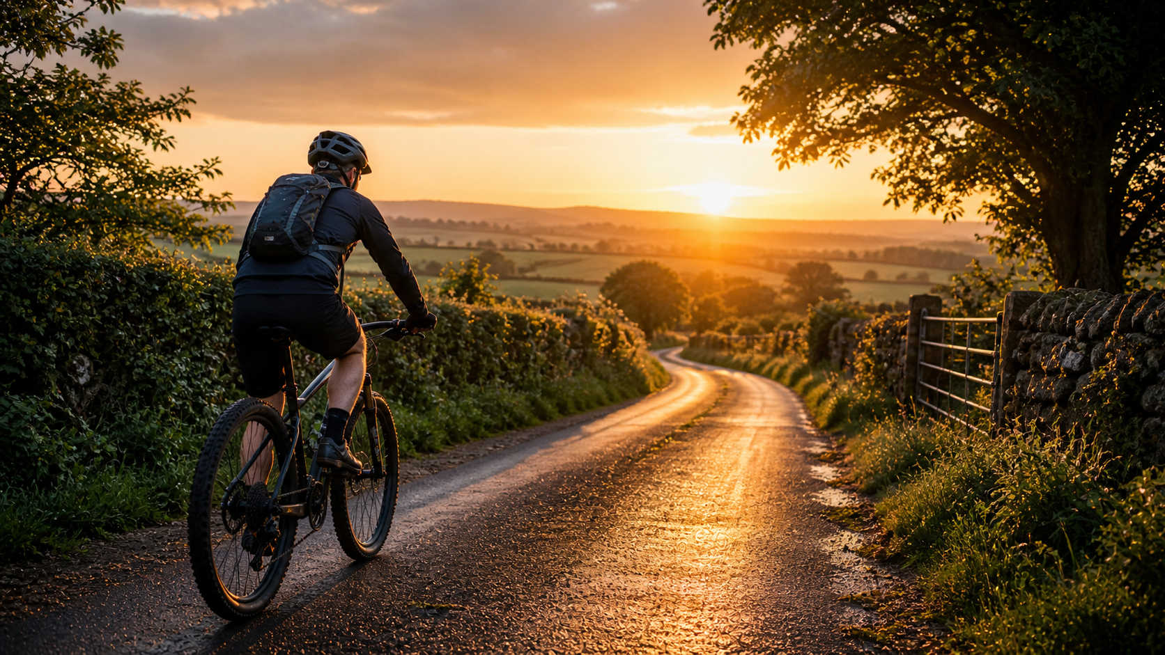 Cycling at sunrise