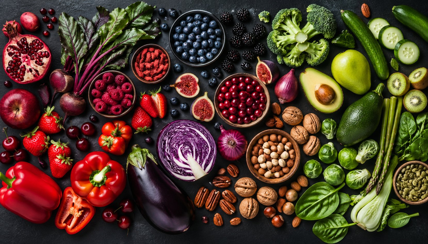 High polyphenol foods including berries, vegetables and nuts